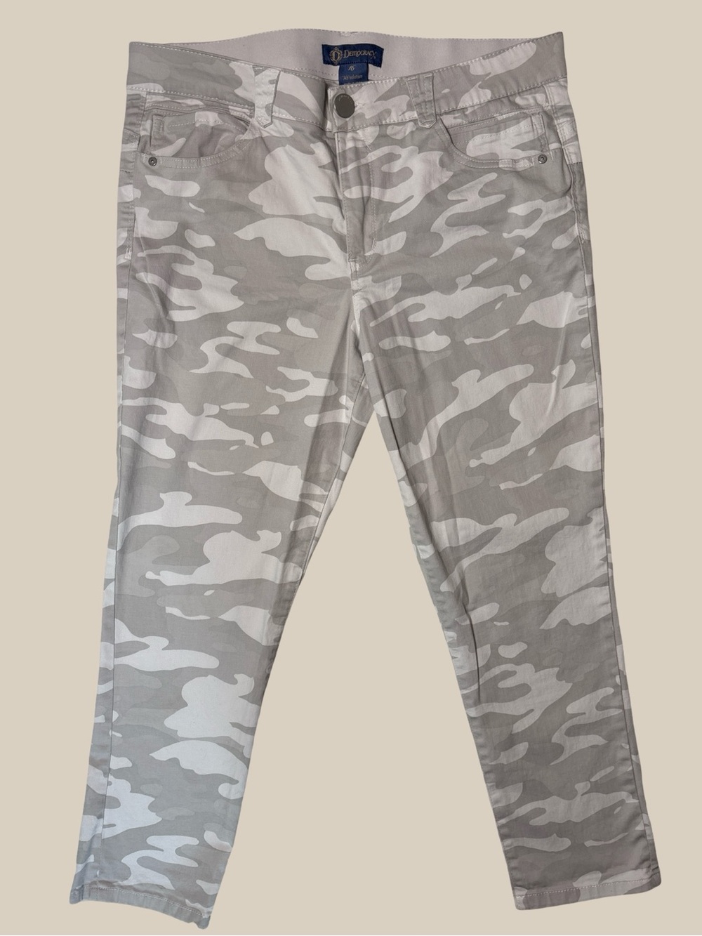 Democracy Women's Absolution Camo Skinny Jeans Gray Crop Ankle Pants SZ 16